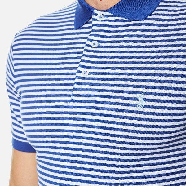 Striped Blue and White Logo - Polo Ralph Lauren Men's Stretch Mesh Striped Polo Shirt - Blue/White ...