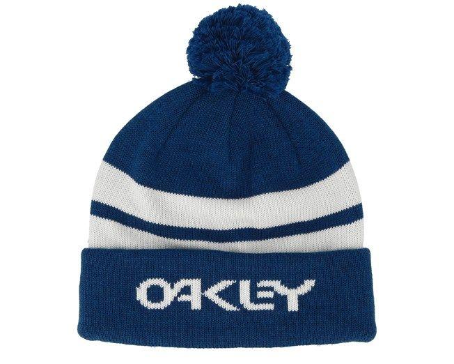 Striped Blue and White Logo - B1B Logo Striped Blue White Pom Beanies. Hatstore.co.uk