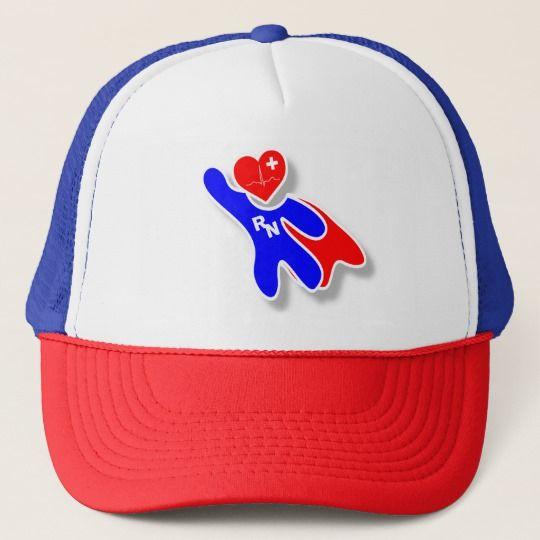 Red Heart with White Cross Logo - Super Wonder Registered Nurse RN, With Red Heart Trucker Hat ...