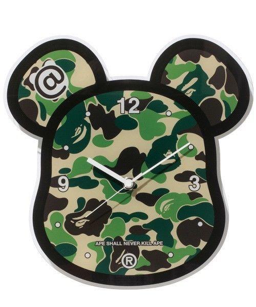 BAPE Football Logo - ABC Be@r Wall Clock Green Camo RARE BAPE X Be@rbrick Bearbrick ...