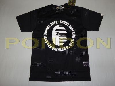 BAPE Football Logo - A BATHING APE : bape sport mesh football black tee [Pondon Store]