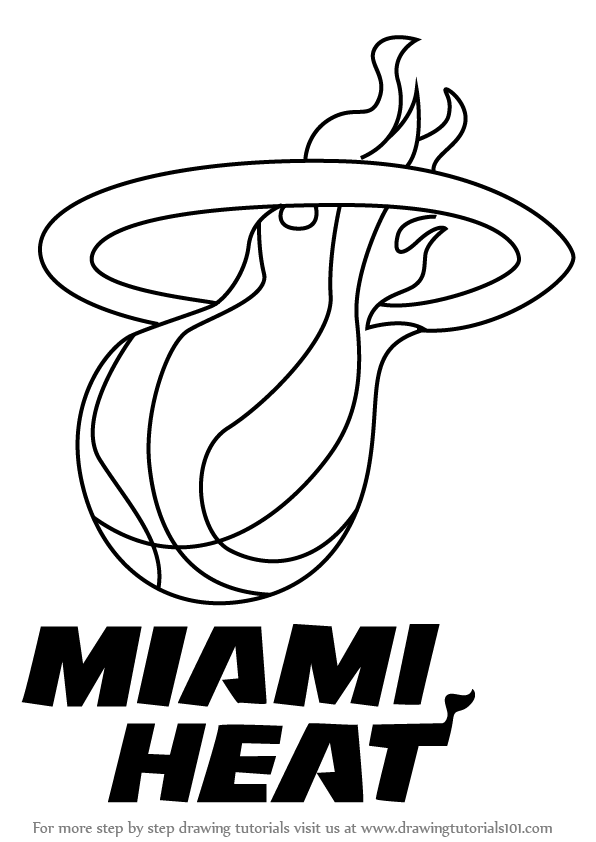 Black and White Miami Heat Logo - Learn How to Draw Miami Heat Logo (NBA) Step by Step : Drawing Tutorials