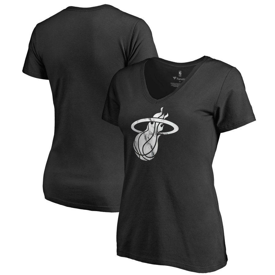 Black and White Miami Heat Logo - Women's Miami Heat Fanatics Branded Black Marble Logo Plus Size V ...