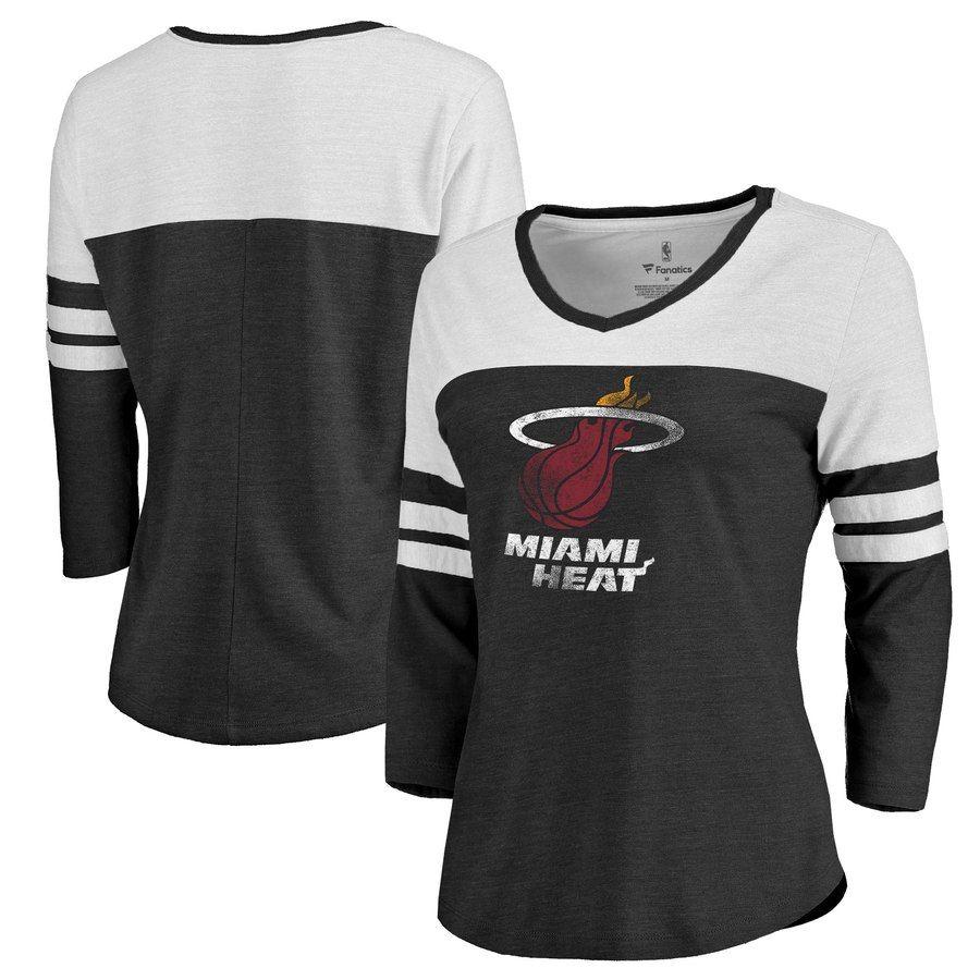 Black and White Miami Heat Logo - Women's Miami Heat Fanatics Branded Black Distressed Logo Plus Size ...