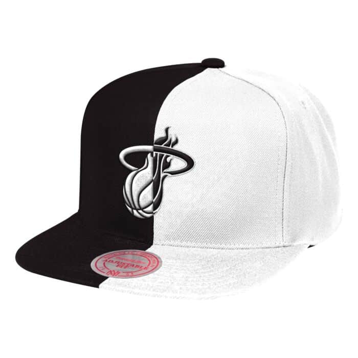 Black and White Miami Heat Logo - Black/White Split Snapback Miami Heat Mitchell & Ness Nostalgia Co.