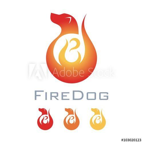 Orange Dog Logo - Dogs Logo, Orange Fire Dog Design Vector Logo Template this