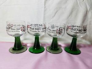 Vintage Glass Company Logo - Vintage Set Of 4 WINE GLASSES w/Company Logo And Shield Forest Green ...