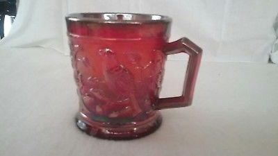 Vintage Glass Company Logo - VINTAGE IMPERIAL GLASS Company Red Carnival Glass Robin Mug Cup 1980 ...