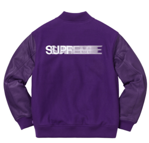Varsity Blue Supreme Logo - NEW Supreme Motion Logo Varsity Jacket Purple Size Medium Large ...