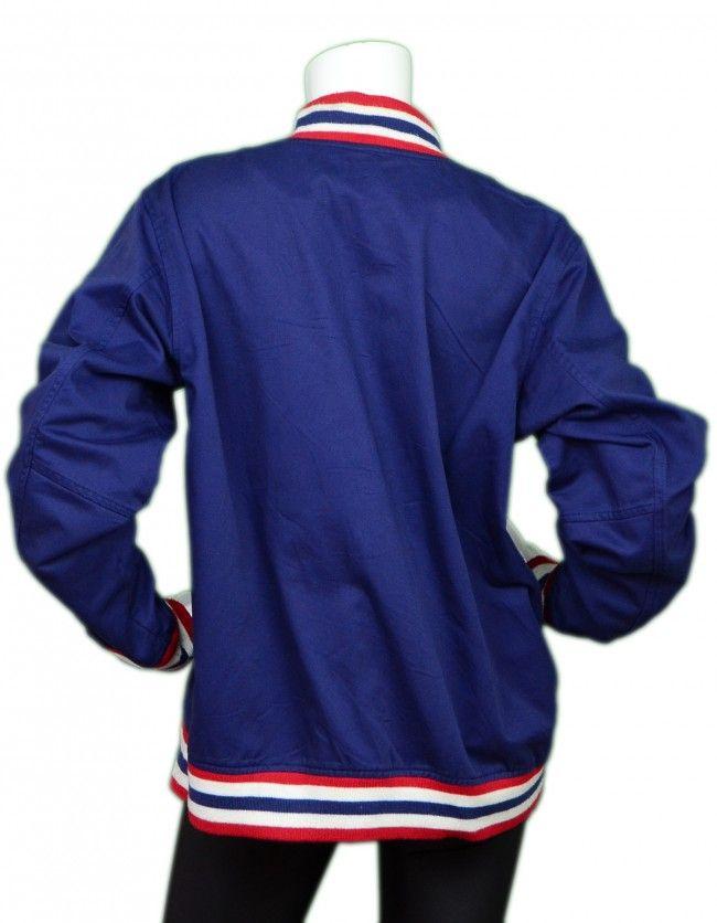 Varsity Blue Supreme Logo - Supreme Navy Blue/Red/White Cotton Blend Logo Varsity Jacket Sz L Unisex