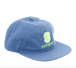 Varsity Blue Supreme Logo - Supreme Denim Varsity 6-panel Hat size small Cap S logo jean lime ...