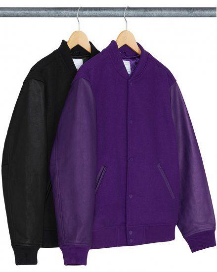 Varsity Blue Supreme Logo - Supreme Motion Logo Varsity Jacket Black / Purple|Supreme Jackets