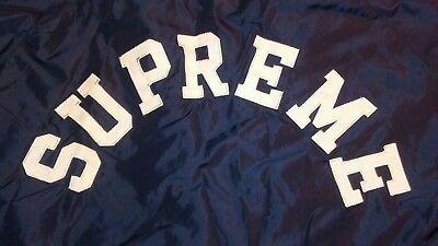 Varsity Blue Supreme Logo - NWOT SUPREME X CHAMPION SATIN Full Snap Blue VARSITY JACKET SEWN BOX ...