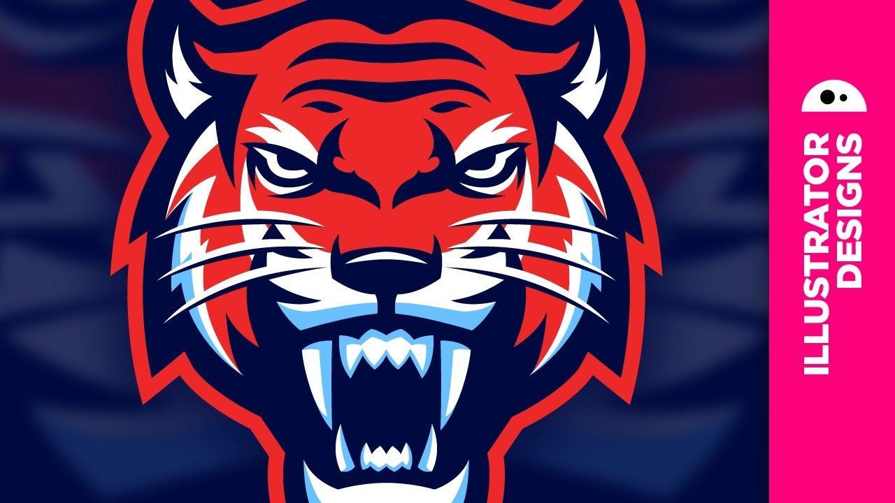 Red and Blue Tiger Logo - Sports Tiger Logo // Adobe Illustrator