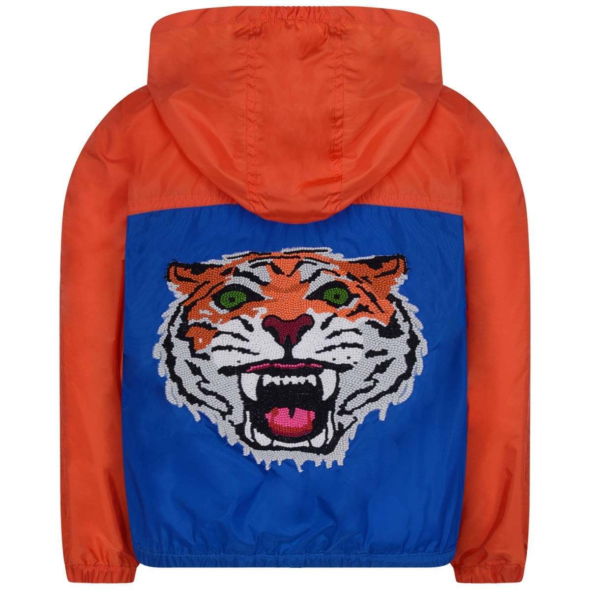 Red and Blue Tiger Logo - GUCCI *EXCLUSIVE* Boys Orange & Blue Tiger Windbreaker