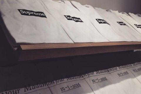 First Supreme Logo - Here's Your First Look at Supreme's Paris Box Logo Tee
