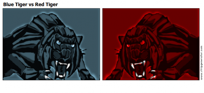 Red and Blue Tiger Logo - Stripgenerator.com Tiger vs Red Tiger