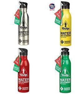 Red and Green Travel Logo - Gulp Water Bottle Thirst Fire Extinguisher Travel Red Green Silver ...