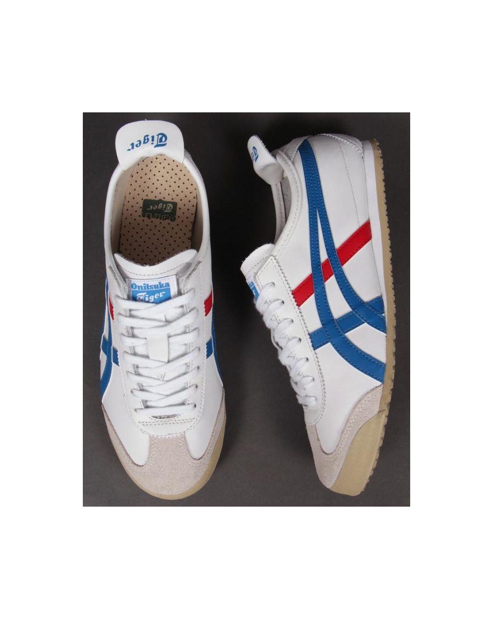 Red and Blue Tiger Logo - Onitsuka Tiger Mexico 66 Trainers White/blue/red - onitsuka tiger ...