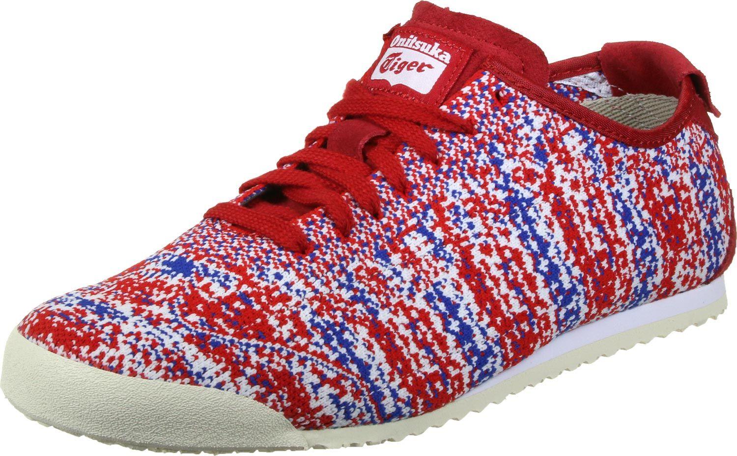 Red and Blue Tiger Logo - Onitsuka Tiger Mexico 66 Knit shoes red blue Shop XSTVMU