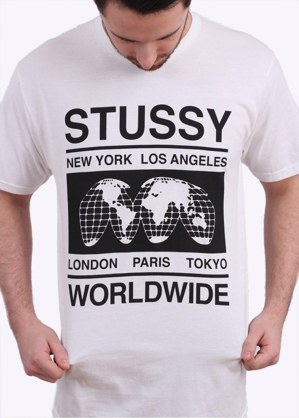 Stussy Worldwide Logo - Stussy Worldwide Map Tee - White