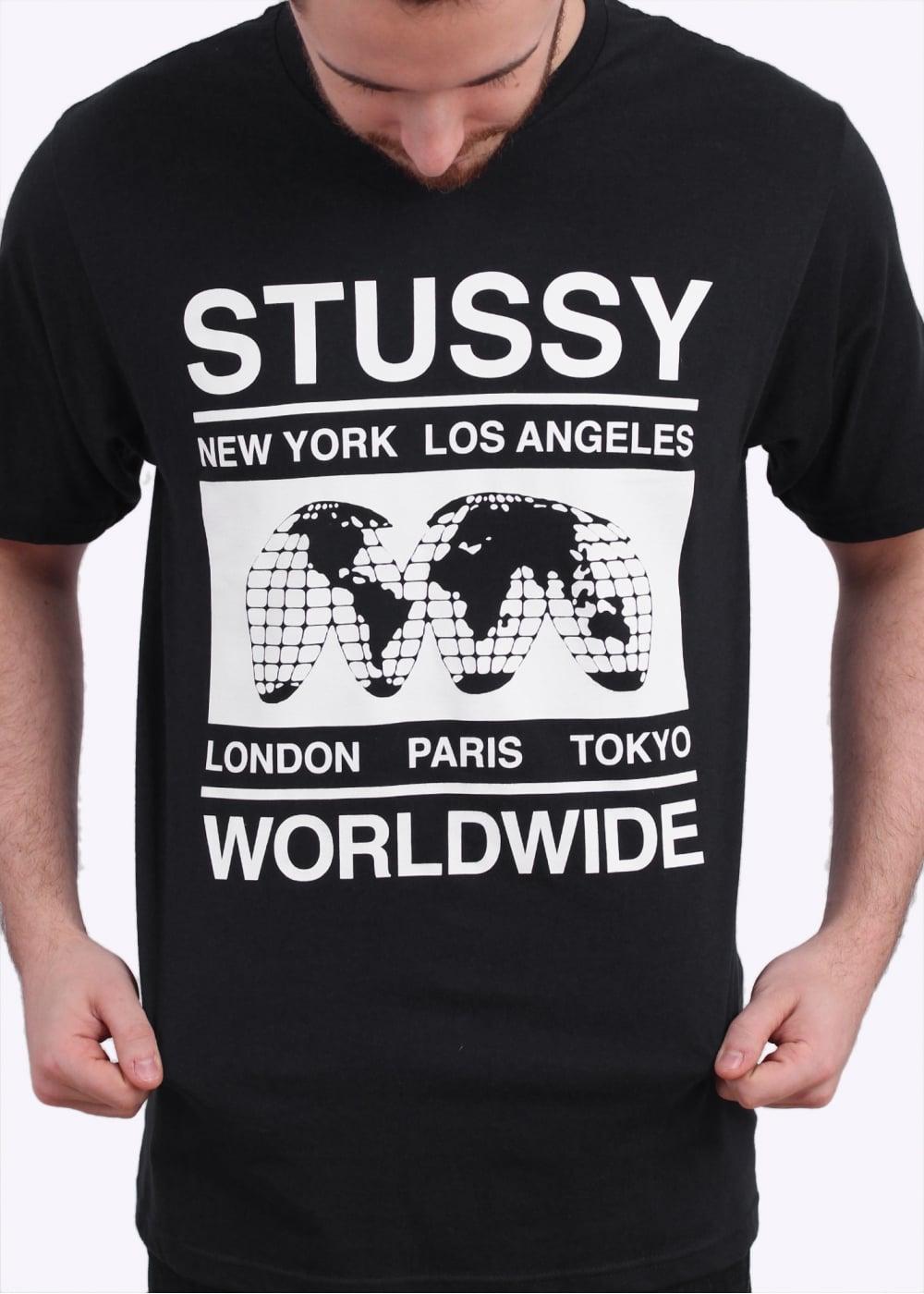 Stussy Worldwide Logo - Stussy Worldwide Map Tee - Black