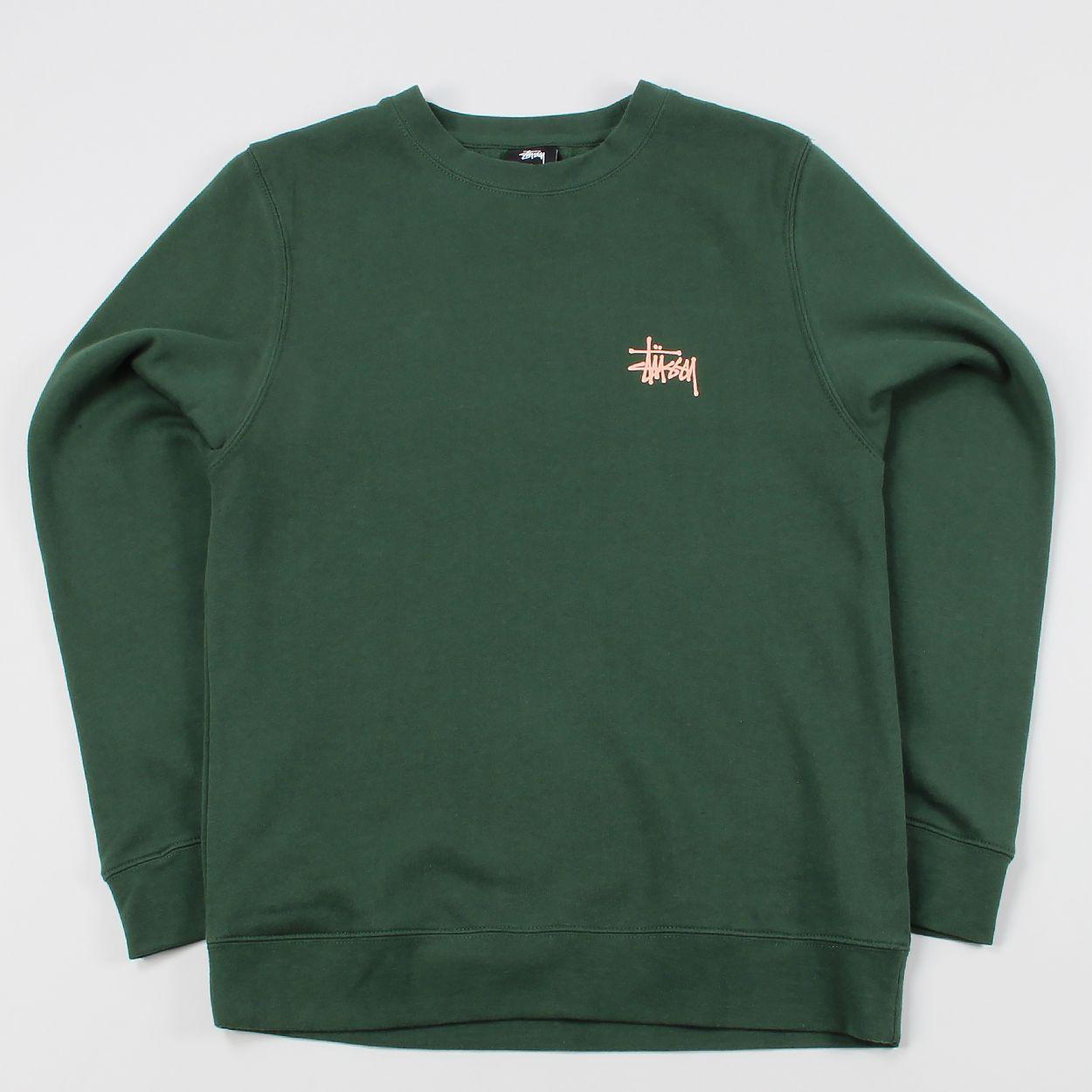 Stussy Worldwide Logo - Stussy Worldwide Mens Basic Logo Crew Neck Sweater Pine £77.00