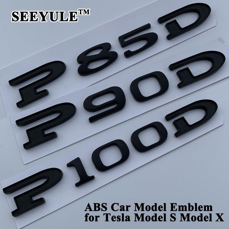 Car Model Logo - SEEYULE Matt Black Car Displacement Emblem Logo Sticker 85 90 P85D ...