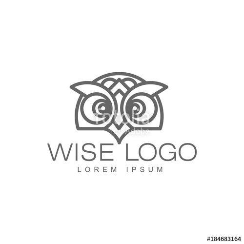 Wise Owl Logo - wise hand drawn wise owl head closeup , brand logo stylized design
