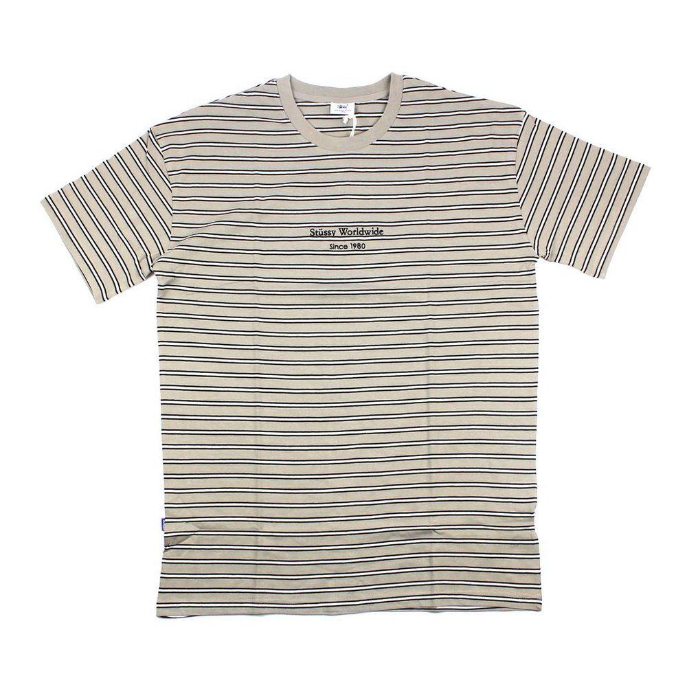 Stussy Worldwide Logo - Stussy Worldwide Stripe Tee - Atmosphere - Jac n Jean