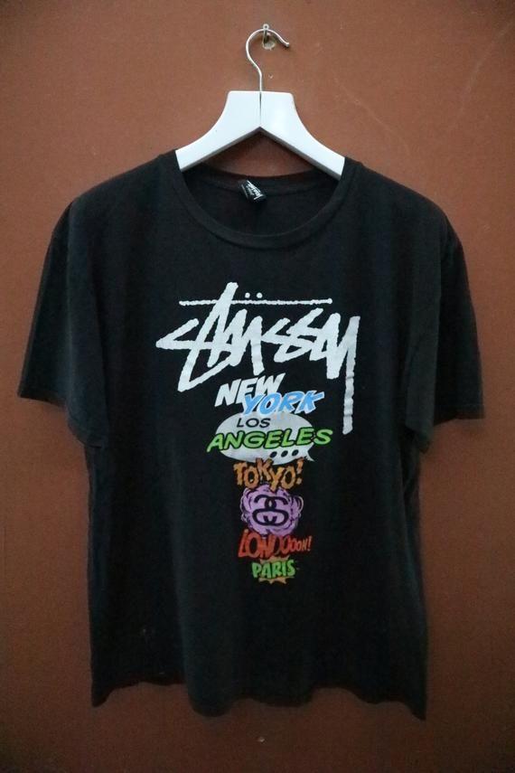 Stussy Worldwide Logo - Vintage Stussy Worldwide International T-Shirt Big Logo | Etsy