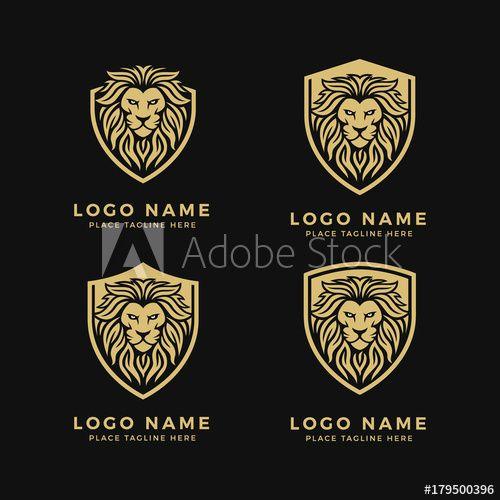 Lion Head Logo - Set of King Lion Head Logo Template, Strong Glare Lion Face. Golden ...