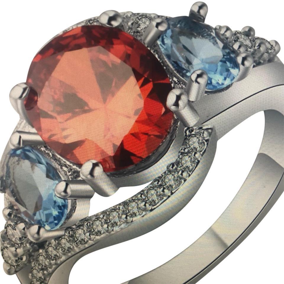 Red White and Blue Diamond On a C Logo - Red White Silver Blue Sapphire Ruby Diamond Rhinestone Wedding ...