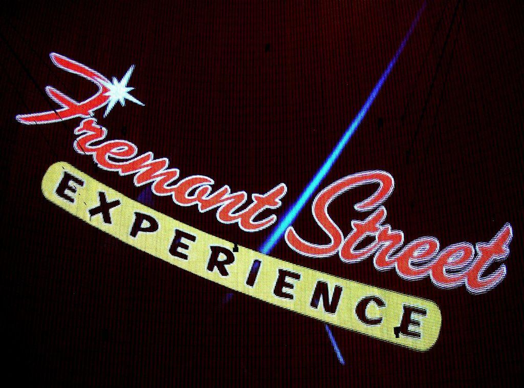 Fremont Street Logo - fremont street' sign logo, on the roof as part of the mus