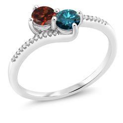 Red and Blue Diamond in White C Logo - Gem Stone King Rings: Solid Gold