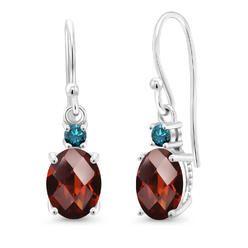 Red and Blue Diamond in White C Logo - Gem Stone King Earrings: January