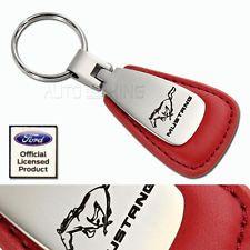 Red White Teardrop Logo - Ford Mustang Tri Bar Leather Teardrop Key Chain Fob