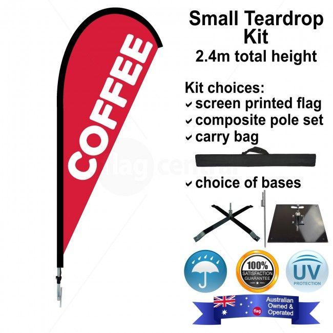 Red White Teardrop Logo - COFFEE Red and White Single Sided Small Teardrop Flag