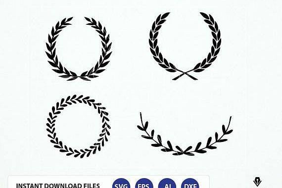 Leaf Circle Logo - Leaf wreath svg. Leaf wreath Dxf. Laurel wreaths clipart digital ...