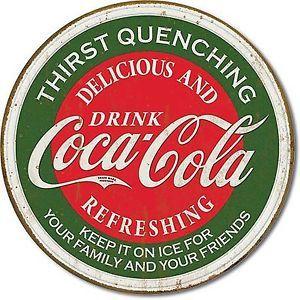 Vintage Cola Logo - Coca Cola Coke Logo Thirst Quenching Green Round Distressed Vintage ...