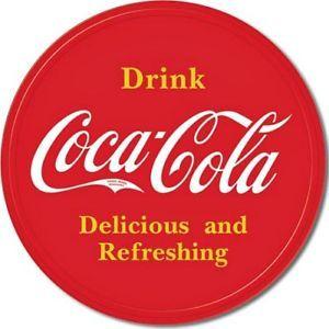 Vintage Coke Logo - Coke Button Logo 12 Round Tin Sign Nostalgic Coca Cola Metal Sign
