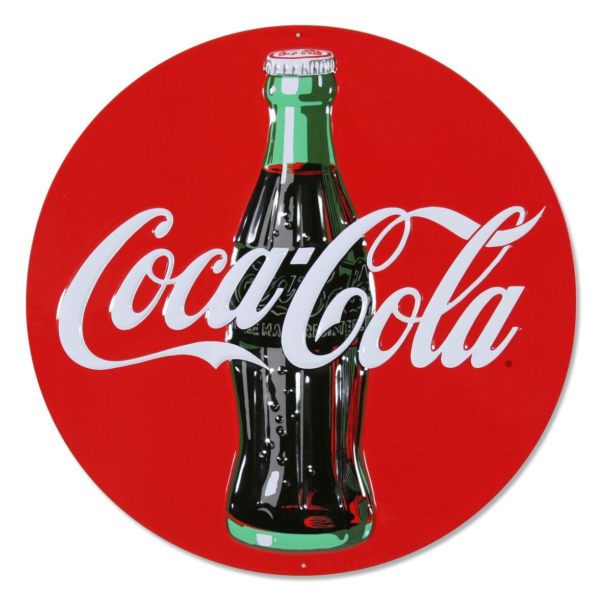 Vintage Coke Logo - Coca-Cola Red Circle Logo Embossed Metal Sign at Retro Planet