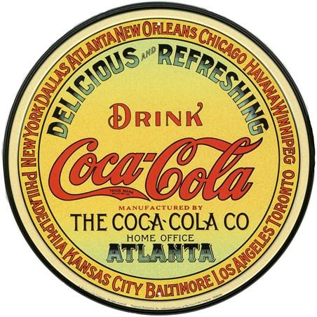 Vintage Coke Logo - Vintage Keg Label, Coca Cola Tin Sign - PopArtUK