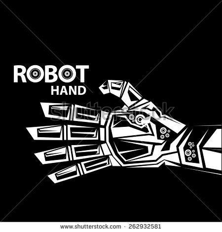 Robot Hand Logo - vector abstract robotic hand. robot humanoid hand isolated