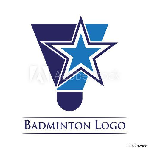 Blue Badminton Logo - Badminton Logo - Shuttlecock With Star Object - Buy this stock ...