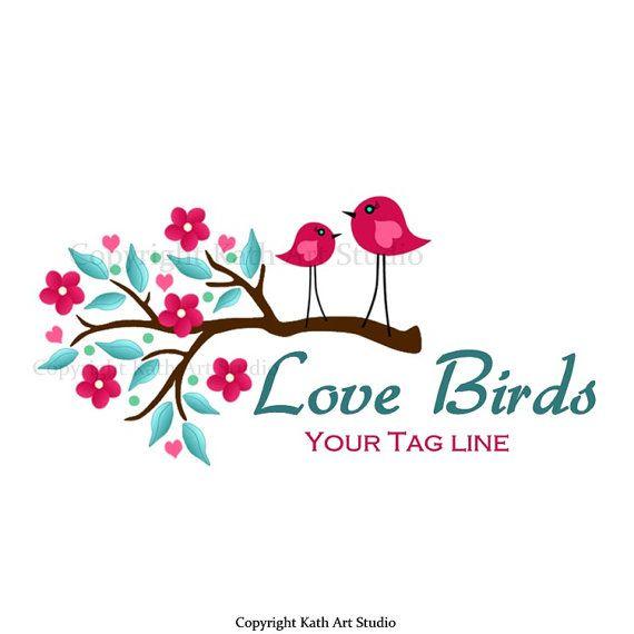 Love Birds Logo - Premade Business Logo Design Love Birds Birdie on Flowering Branch
