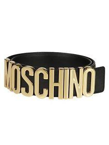 Jeremy Scott Logo - Moschino Couture Jeremy Scott BLACK LEATHER BELT WITH GOLD LETTERING ...