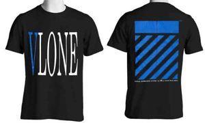 Vlone V Logo - VLONE X Off White Blue V Logo T Shirt USA Size S 3XL New Gildan