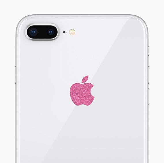 Pink Apple Logo - Glitter Pink Apple Logo Decal Sticker for iPhone 8 Plus
