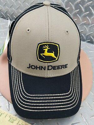 John Deere Construction Logo - JOHN DEERE BEIGE CHINO HAT CAP Construction Trademark Logo BRAND NEW